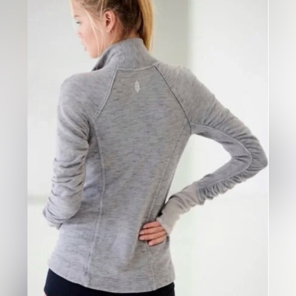 FP Movement by Free People | Marled Gray Ruched Zip-Up Jacket - Picture 3 of 15